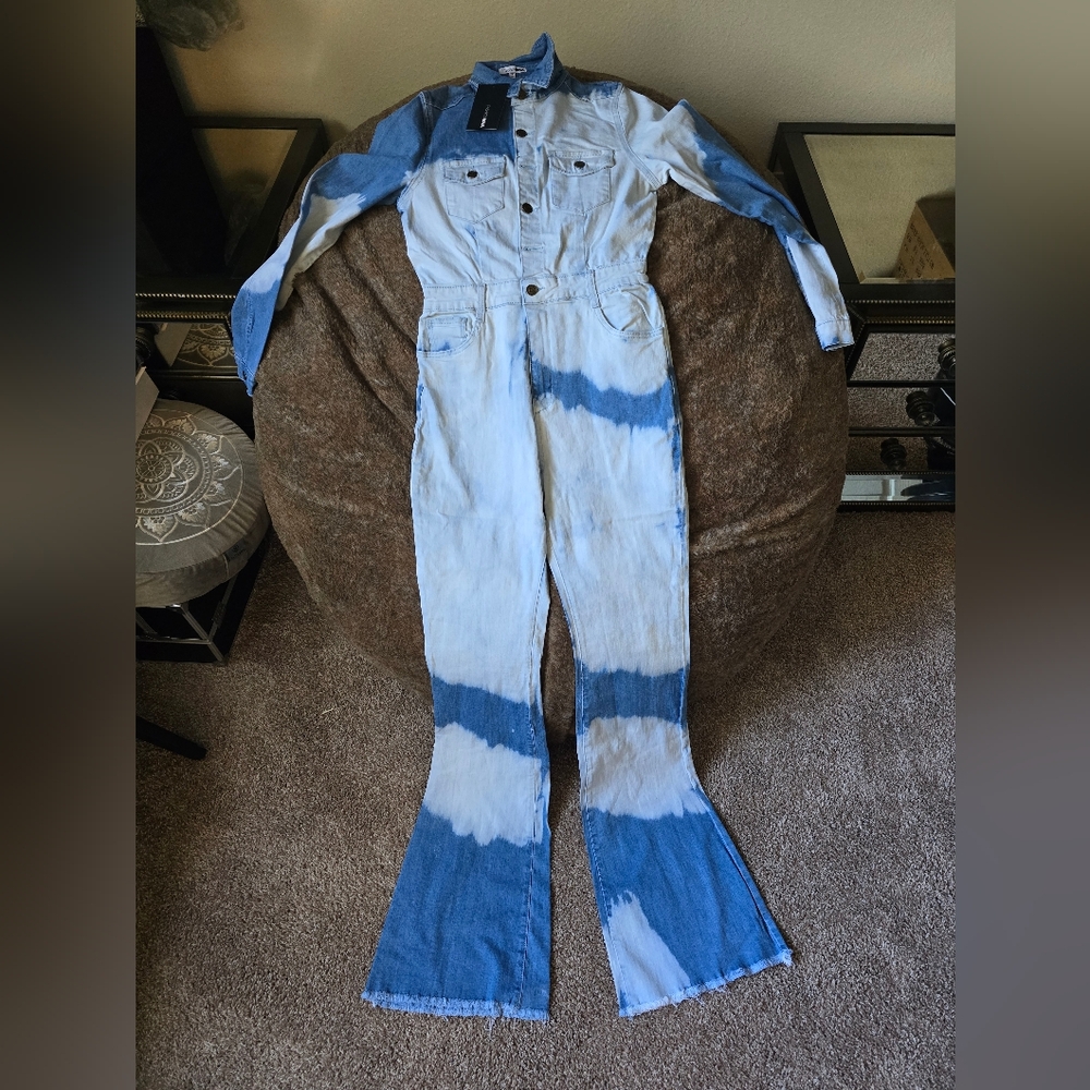FashionNova L denim jumpsuit